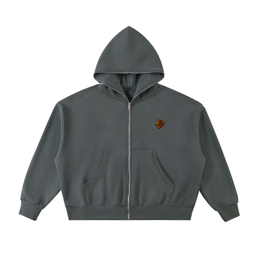 The Gentlemen’s Club Goat Full-Zip Hoodie - Charcoal Gray